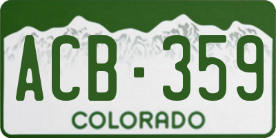 CO license plate ACB359
