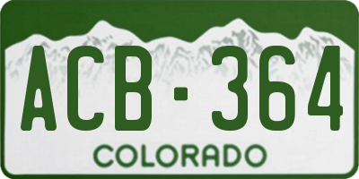 CO license plate ACB364