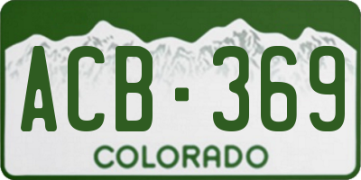 CO license plate ACB369