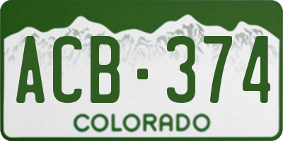 CO license plate ACB374