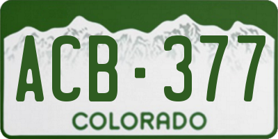 CO license plate ACB377