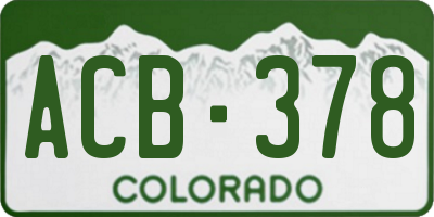 CO license plate ACB378