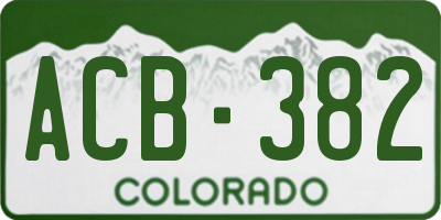CO license plate ACB382