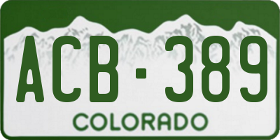 CO license plate ACB389