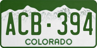 CO license plate ACB394