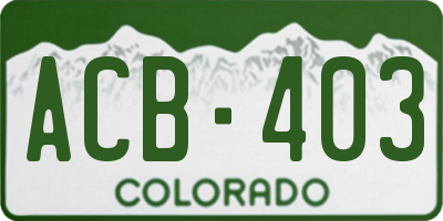 CO license plate ACB403