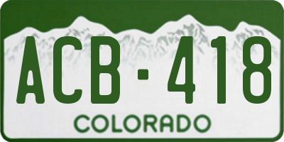 CO license plate ACB418