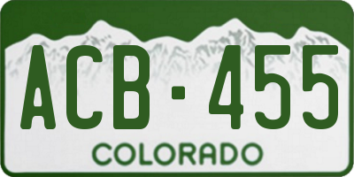 CO license plate ACB455