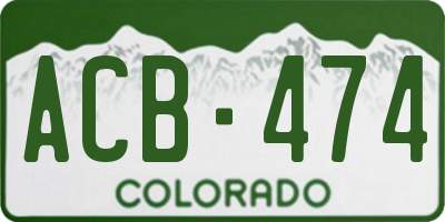 CO license plate ACB474
