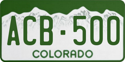 CO license plate ACB500