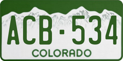 CO license plate ACB534
