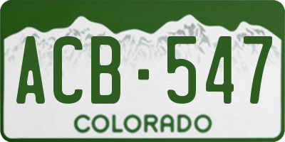 CO license plate ACB547