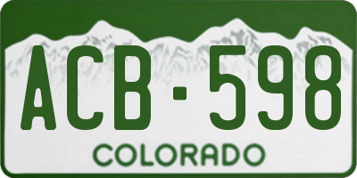 CO license plate ACB598