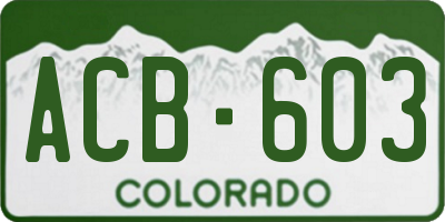 CO license plate ACB603