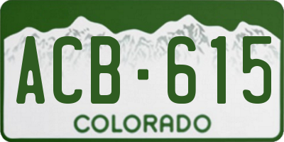 CO license plate ACB615