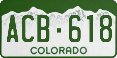 CO license plate ACB618