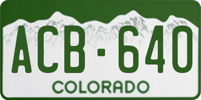 CO license plate ACB640