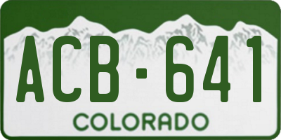 CO license plate ACB641
