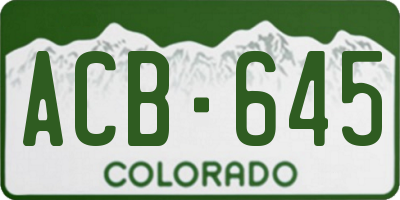 CO license plate ACB645