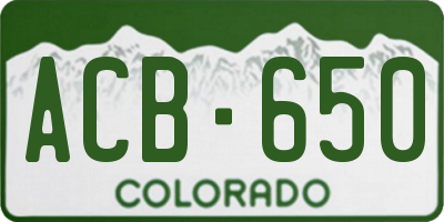CO license plate ACB650