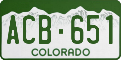 CO license plate ACB651