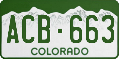 CO license plate ACB663