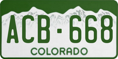 CO license plate ACB668