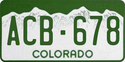CO license plate ACB678