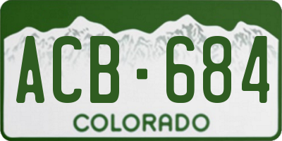CO license plate ACB684