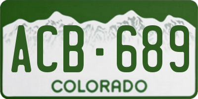 CO license plate ACB689