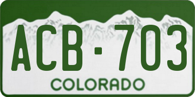 CO license plate ACB703