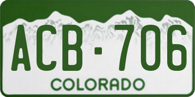 CO license plate ACB706