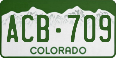 CO license plate ACB709
