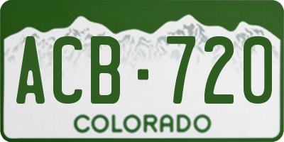 CO license plate ACB720
