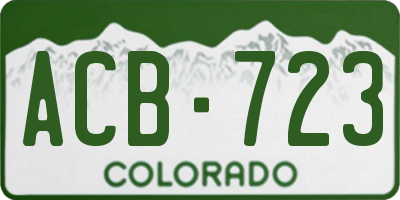 CO license plate ACB723