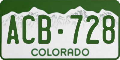 CO license plate ACB728