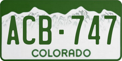 CO license plate ACB747