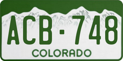 CO license plate ACB748