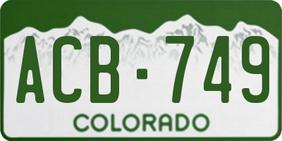 CO license plate ACB749