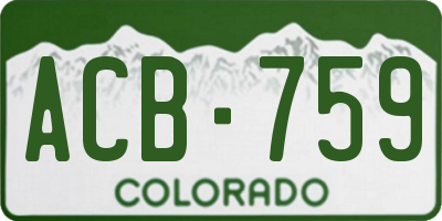 CO license plate ACB759