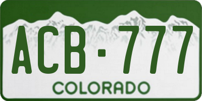 CO license plate ACB777