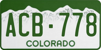 CO license plate ACB778