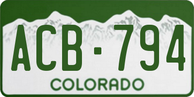 CO license plate ACB794
