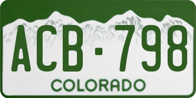 CO license plate ACB798