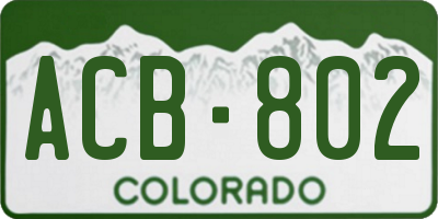 CO license plate ACB802