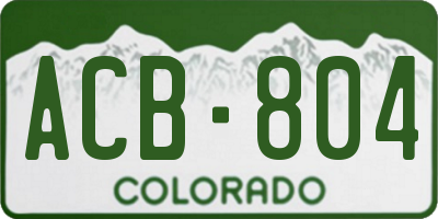 CO license plate ACB804