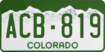 CO license plate ACB819