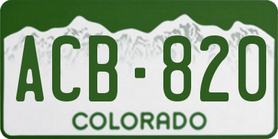CO license plate ACB820