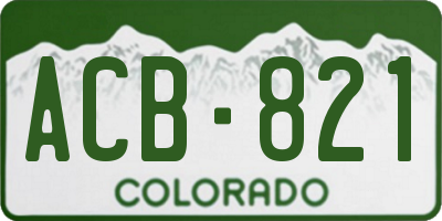 CO license plate ACB821
