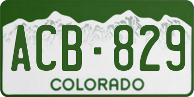 CO license plate ACB829